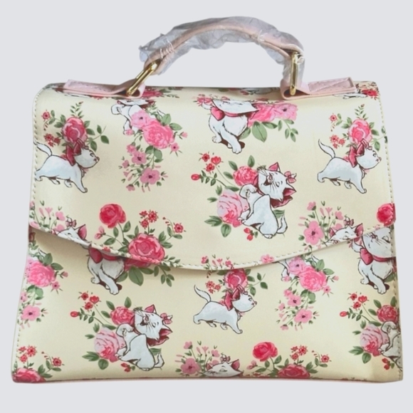 Loungefly Disney Aristocats Marie Floral Crossbody Bag NWT Pink Cream - Picture 1 of 9